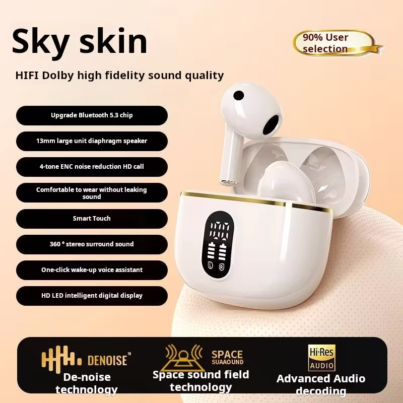 True Wireless Earphone HIFI Stereo Sound Bluetooth Headphones Power Display Earbuds For IPhone Xiaomi Samsung Headset Cable