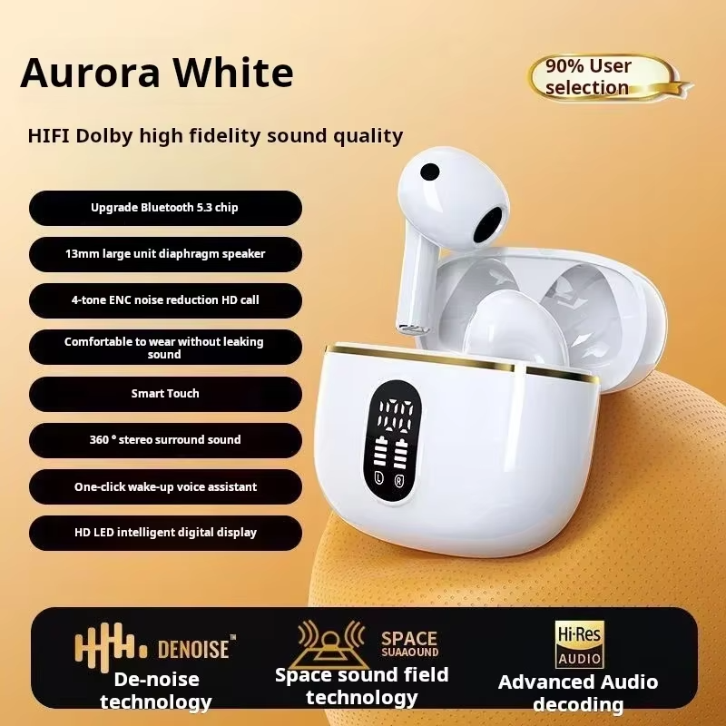 True Wireless Earphone HIFI Stereo Sound Bluetooth Headphones Power Display Earbuds For IPhone Xiaomi Samsung Headset Cable