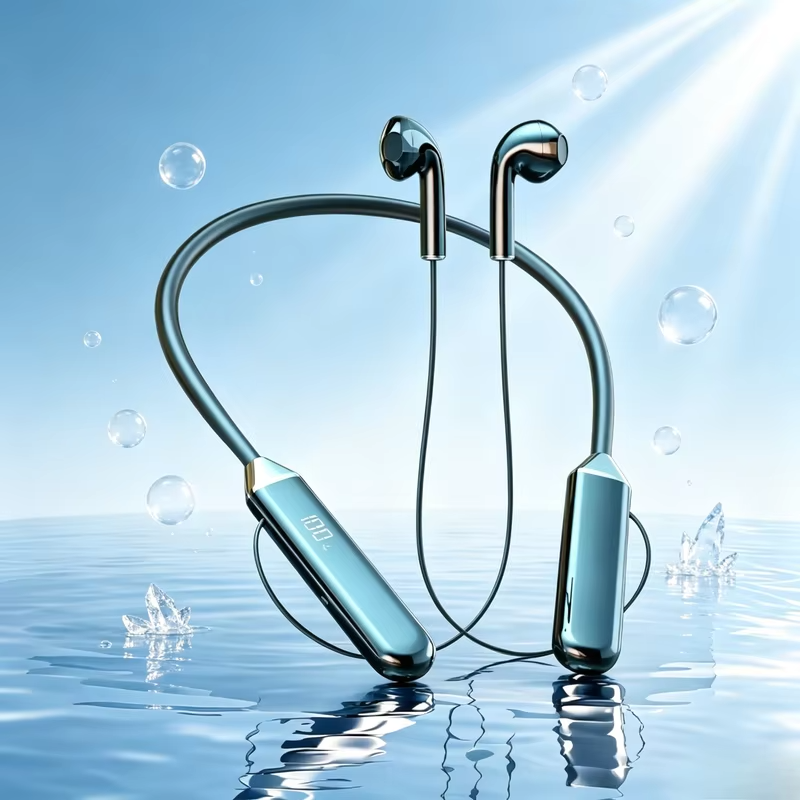 Wireless Neckband Bluetooth Earphones High Sound Quality Stereo Battery Display HD Voice Call Sports Headphones New Product