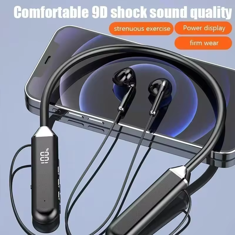 Wireless Neckband Bluetooth Earphones High Sound Quality Stereo Battery Display HD Voice Call Sports Headphones New Product