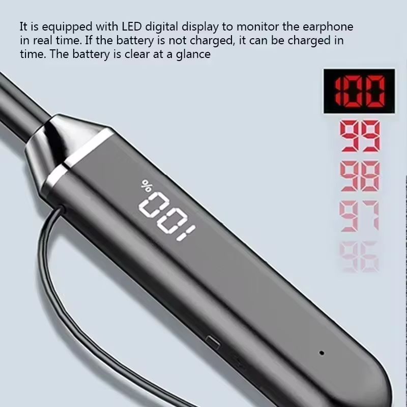Wireless Neckband Bluetooth Earphones High Sound Quality Stereo Battery Display HD Voice Call Sports Headphones New Product