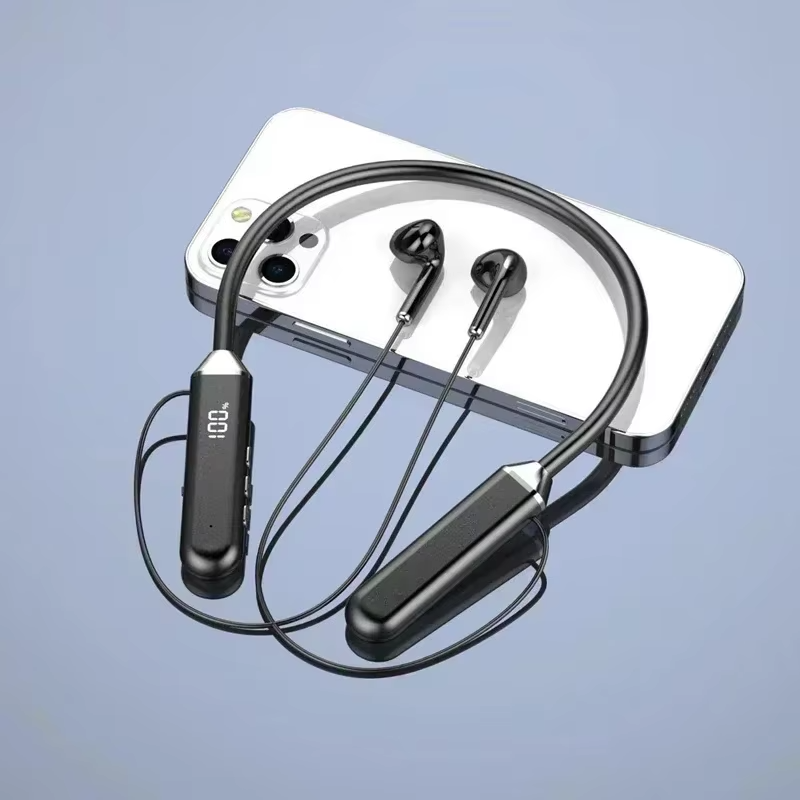 Wireless Neckband Bluetooth Earphones High Sound Quality Stereo Battery Display HD Voice Call Sports Headphones New Product