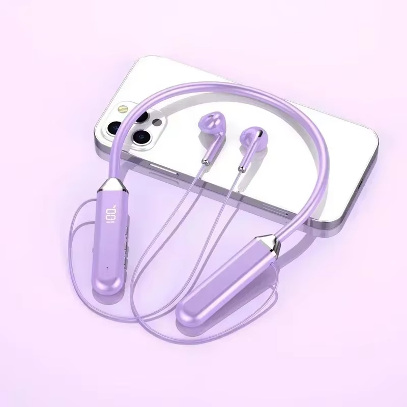 Wireless Neckband Bluetooth Earphones High Sound Quality Stereo Battery Display HD Voice Call Sports Headphones New Product